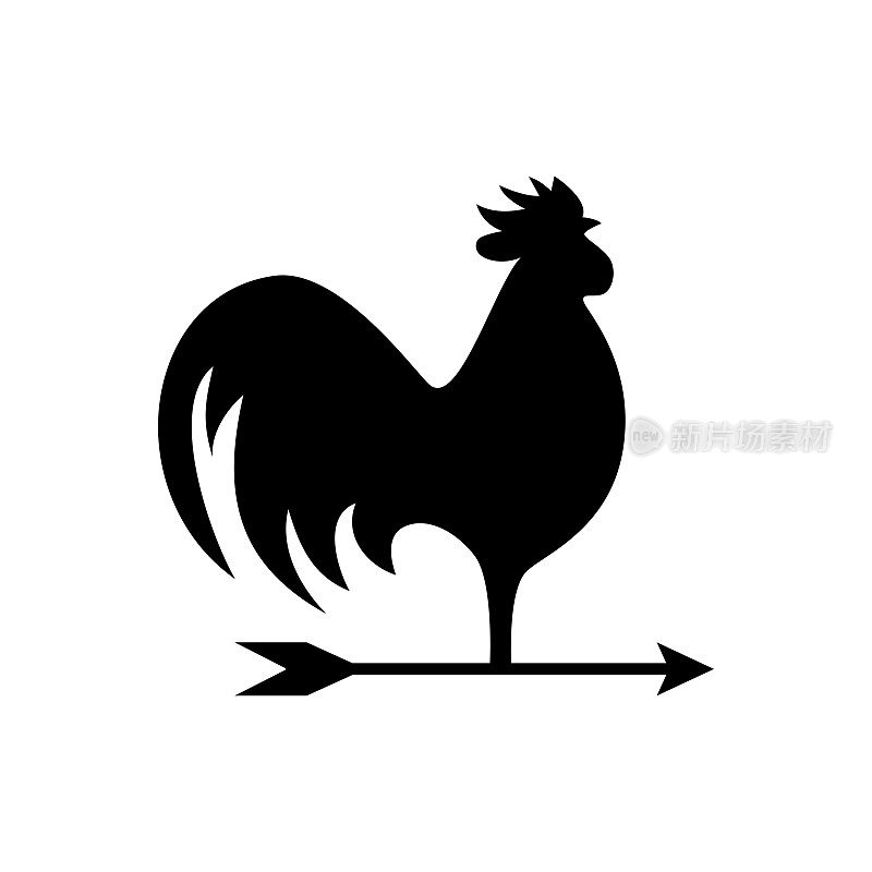 rooster arrow weathervane vector icon illustration